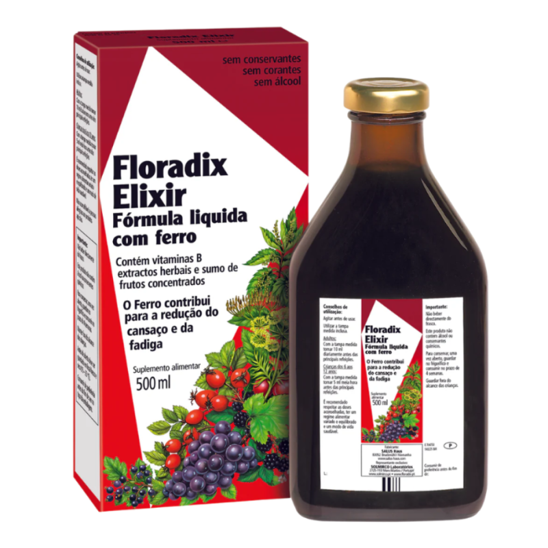 Floradix Elixir 500 ml | Hierro y Vitaminas para el Cansancio y la Fatiga