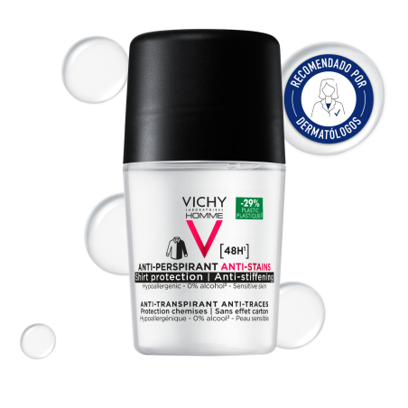 Vichy Homme Antitranspirante Antimanchas – Hombre – 1 roll-on de 50 ml