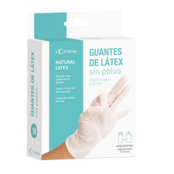 Guantes de Látex Sin Polvo VCS Farma Talla M 10 Unidades | Protección para Uso Doméstico y Sanitario