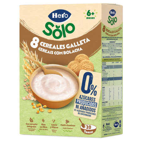 Hero 8 Cereales con Galleta 340 g | Papilla Infantil con