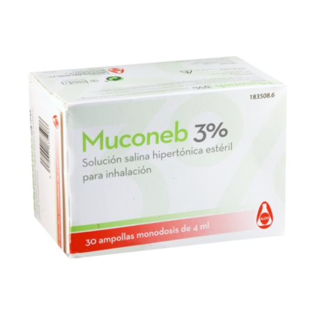 Muconeb 3% Solución Salina Hipertónica para Inhalación 30 Ampollas de 4 ml