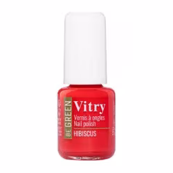 Esmalte de uñas Vitry Be Green Hibiscus, frasco rojo