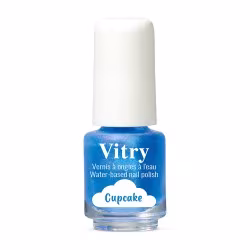 Esmalte de uñas infantil Vitry al agua Cupcake, frasco azul brillante
