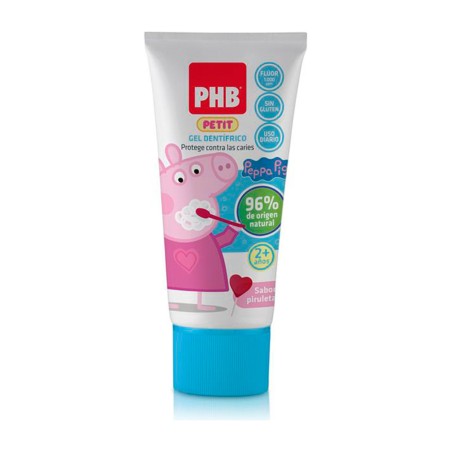 PHB Petit gel dentífrico infantil sabor piruleta edición Peppa Pig, tubo de 50 ml