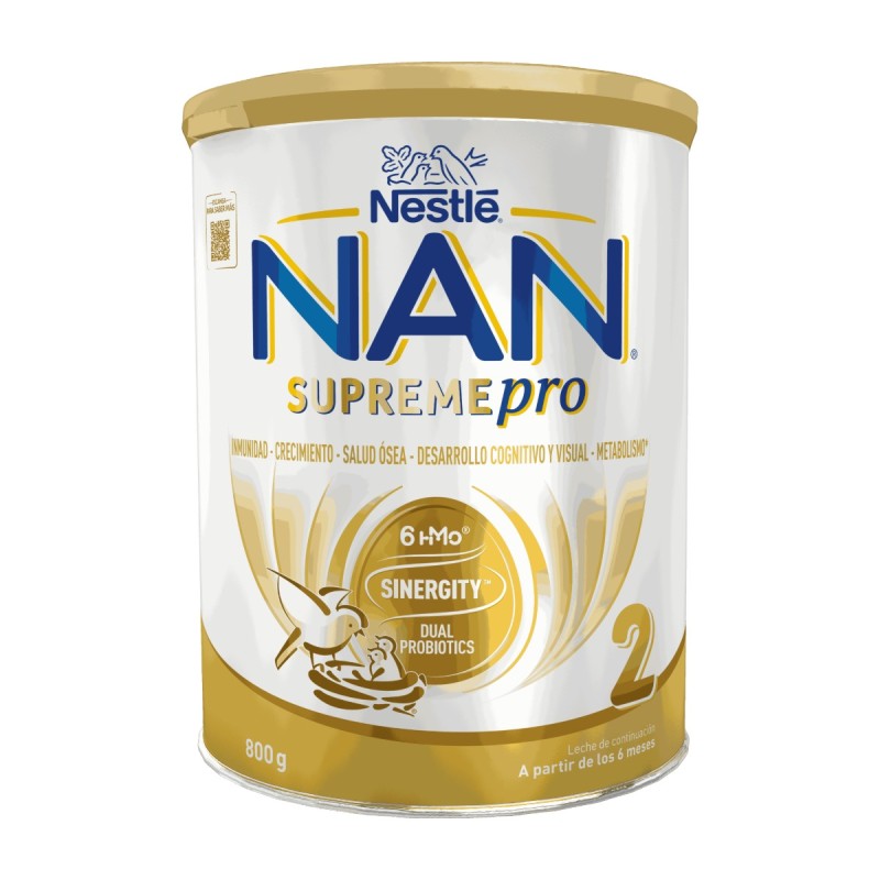 NAN Supreme Pro 2 leche de continuación en polvo de Nestlé, lata de 800 g