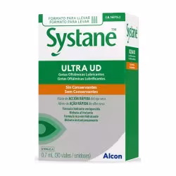 Caja de Systane Ultra UD gotas oftálmicas lubricantes sin conservantes, 30 viales monodosis de 0,7 ml