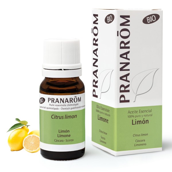Pranarom aceite esencial de limón bio, frasco de 10 ml con su caja