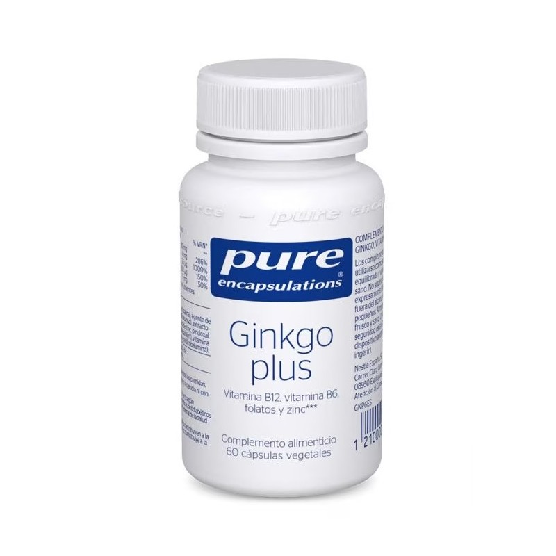 Pure Encapsulations Ginkgo Plus 60 Capsulas | Nutrición