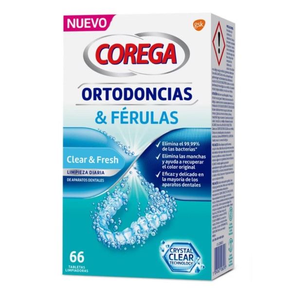Corega Ortodoncias & Férulas 66 tabletas | Limpieza eficaz