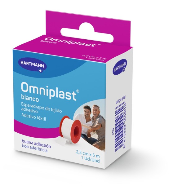 Esparadrapo Hipoalergico Omniplast Tejido Resistente 5 M X 2,5 Cm Color Blanco