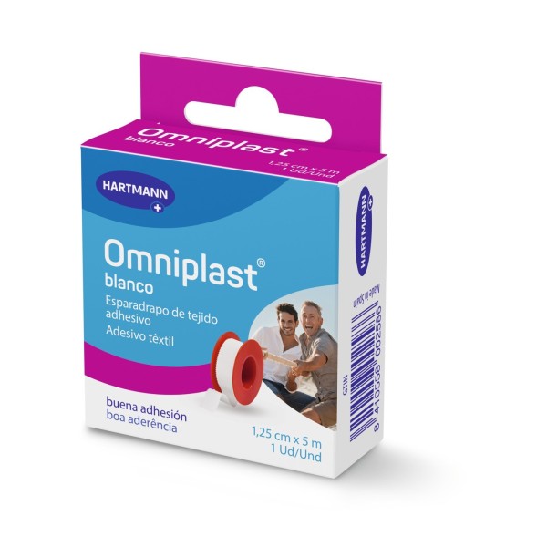 Esparadrapo Hipoalergico Omniplast Tejido Resistente 5 M X 1,25 Cm Color Blanco