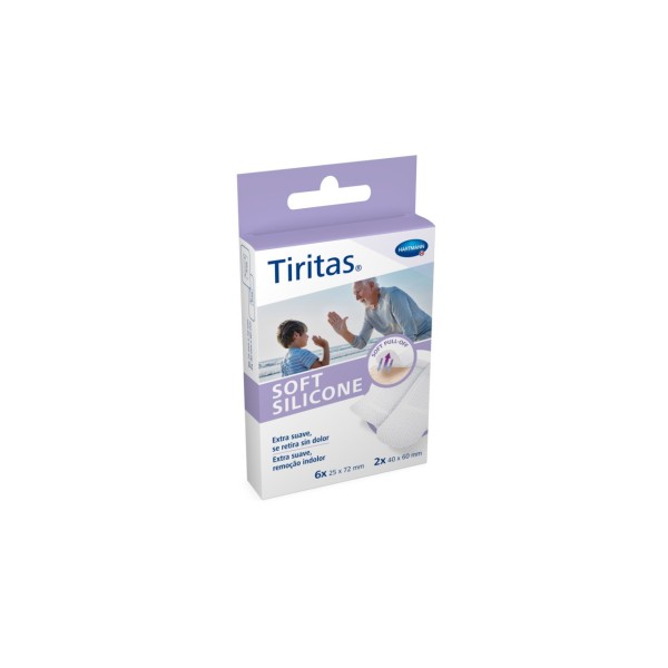 Tiritas Soft Silicone Aposito Adhesivo 6 U X (25 X 72 Mm) + 2 U X (40 X 60 Mm)