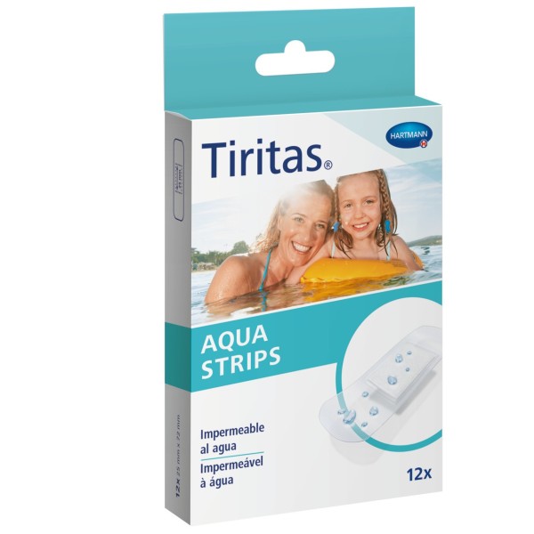 Tiritas Aqua Strips Apósito Adhesivo 12 U – Apósitos adhesivos impermeables para heridas menores