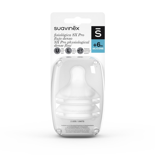 Tetina Silicona Fisiologica Flujo L Suavinex 2 Unidades