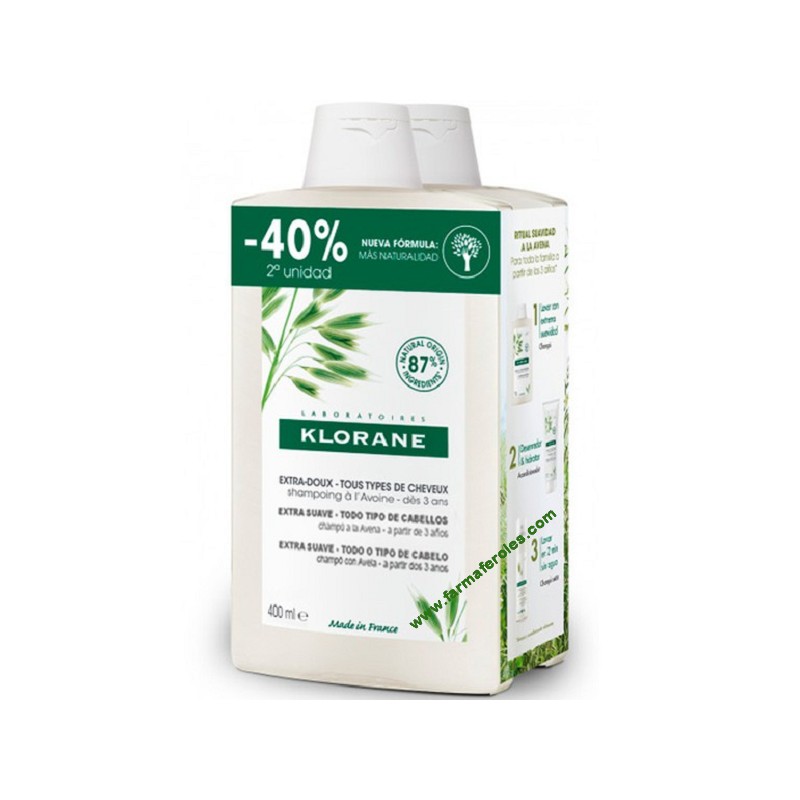 KLORANE CHAMPU A LA AVENA DUPLO 2ªUND -40%