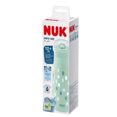 Taza Mini-Me Flip It NUK +12M 450 ml Verde | Antiderrames y
