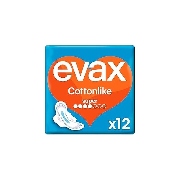 Evax Cottonlike Super con Alas 12 Uds | Alta Absorción y
