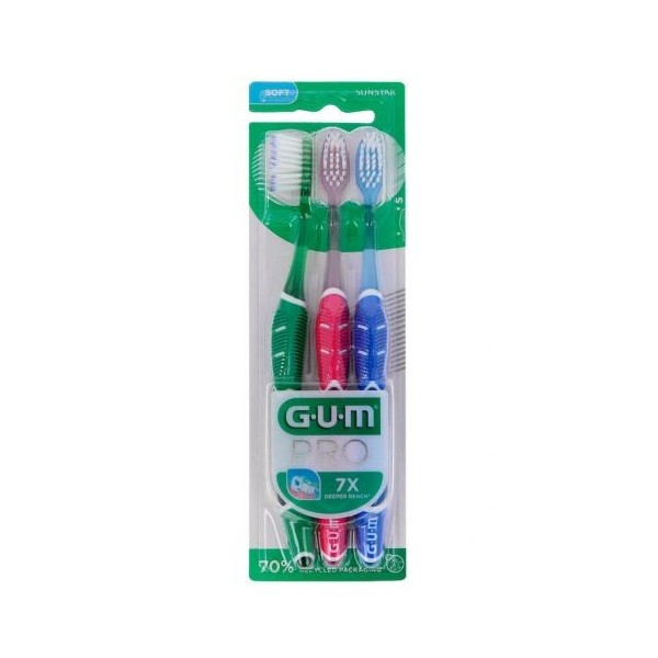 Cepillo Dental GUM Pro 525 Compact Soft 3 uds | Limpieza