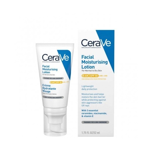 CeraVe Loción Hidratante de Rostro SPF 50 – 52 ml