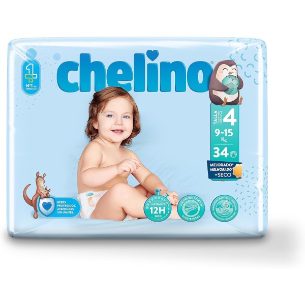 Chelino Talla 4 (9–15 kg) – 36 Pañales | Protección y
