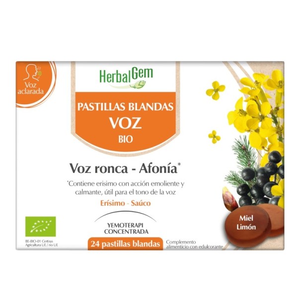 Herbalgem Pastillas Voz Ronca-Afonía Miel Limón – 24 Unidades