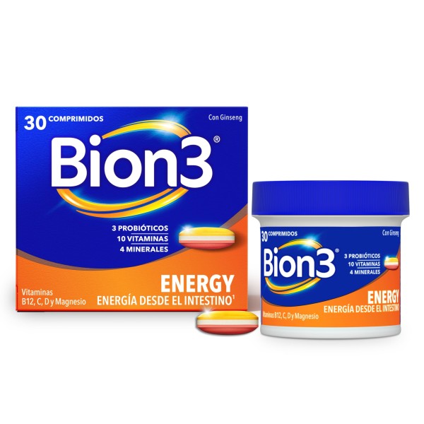 Bion3 Energy 30 Comprimidos | Vitalidad y Energía con Ginseng y Probióticos