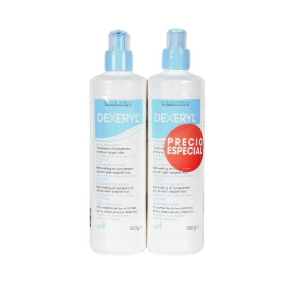 Dexeryl Pack 2x500 g | Crema emoliente hidratante para piel seca o atópica