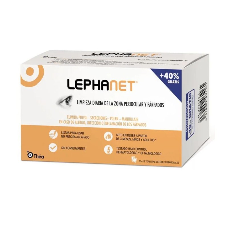 Lephanet Toallitas Estériles 30 + 12 | Higiene Ocular Suave
