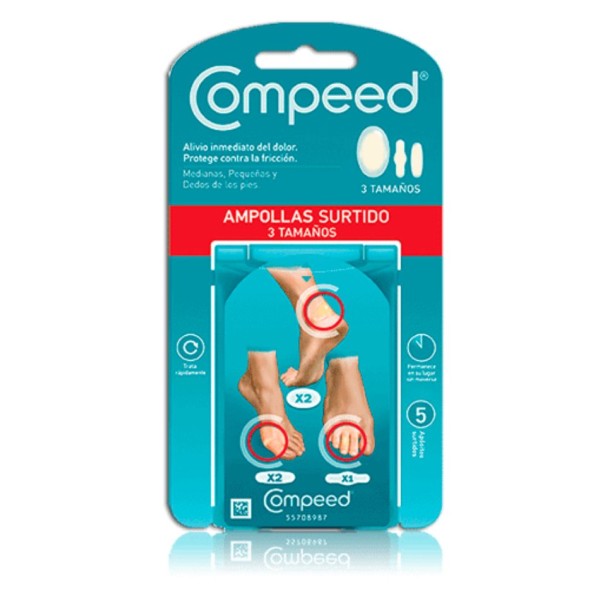 Compeed Ampollas Pack Mixto | 5 Apósitos Hidrocoloides para Diferentes Zonas