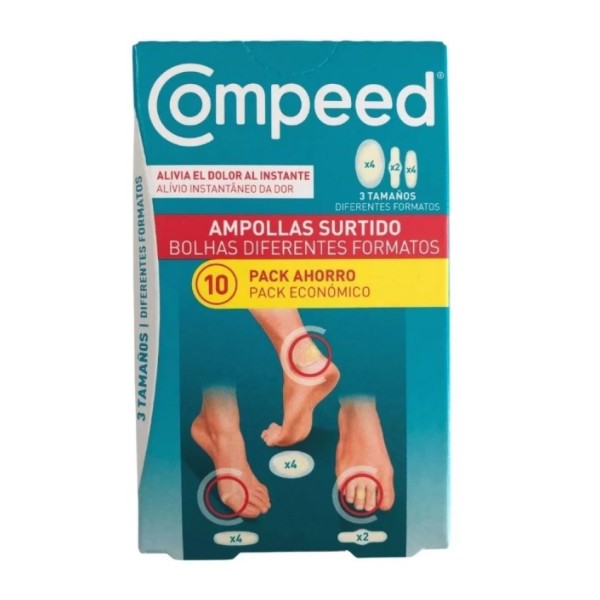 Compeed Ampollas Surtido | 10 Apósitos 3 Tamaños | Pack