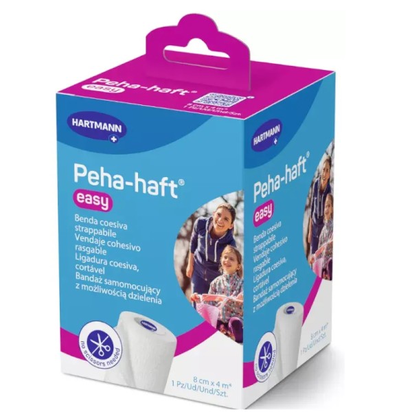 Peha-haft Easy White 8 cm x 4 m | Venda Cohesiva Blanca | 1