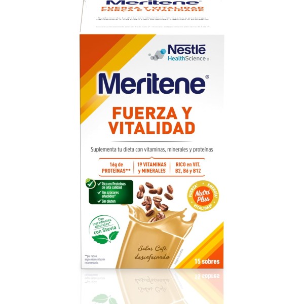 Meritene Batido Café Descafeinado | 15 Sobres | Energía y