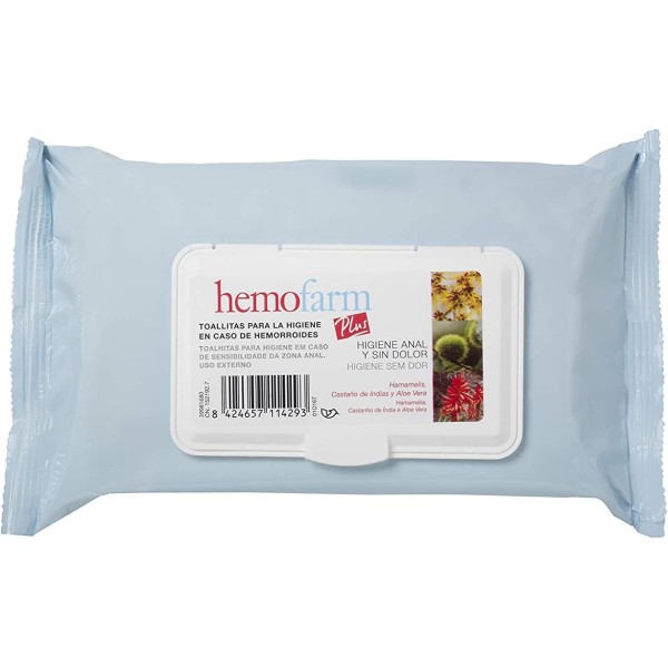 Hemofarm Plus Toallitas | 60 Unidades | Higiene Calmante
