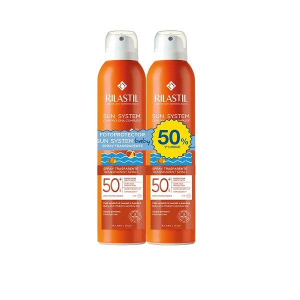 Rilastil Baby Spray Solar SPF 50+ | 2x200 ml | 2ª Unidad al