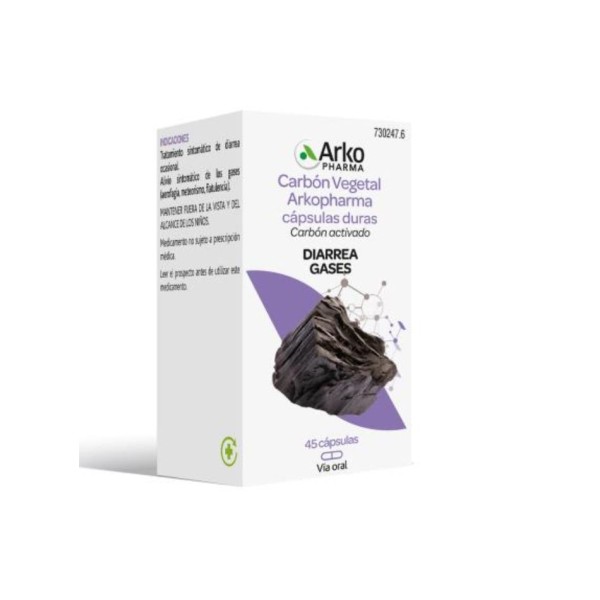 Carbón Vegetal Arkopharma | Gases e Hinchazón | 45 Cápsulas