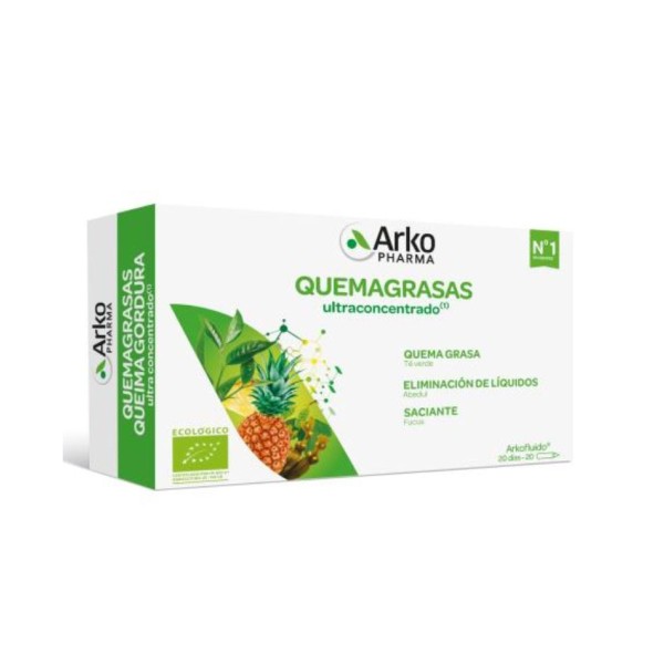 Arkofluido Quemagrasas | Té Verde, Guaraná y Mate | 20 Ampollas