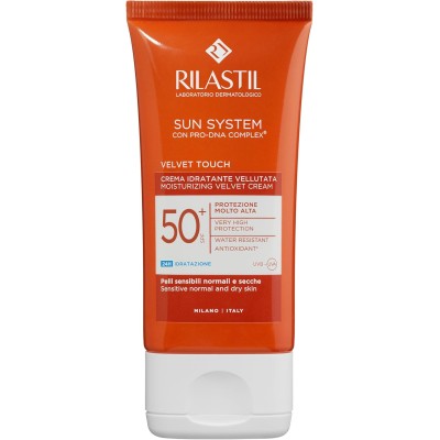 Rilastil Sun System Velvet SPF 50+ | Crema Facial Aterciopelada | 50 ml
