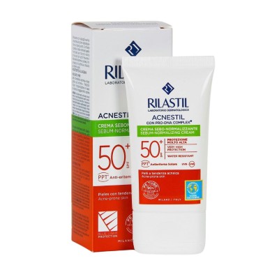 Rilastil Acnestil SPF 50+ | Crema Solar Sebonormalizante para Piel Grasa | 40 ml