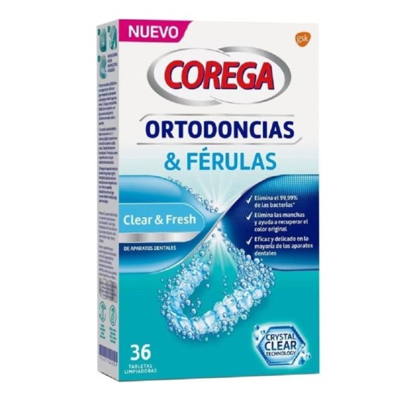 Corega Ortodoncias & Férulas 36 tabletas | Limpieza rápida