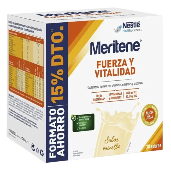 Meritene Vainilla Pack Ahorro 30 sobres | 15 % de descuento