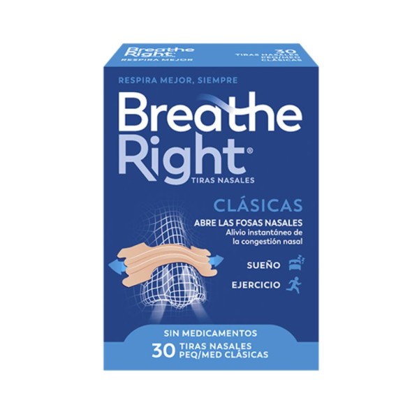 Breathe Right Clásicas Tiras Nasales – 30 unidades talla pequeña-mediana