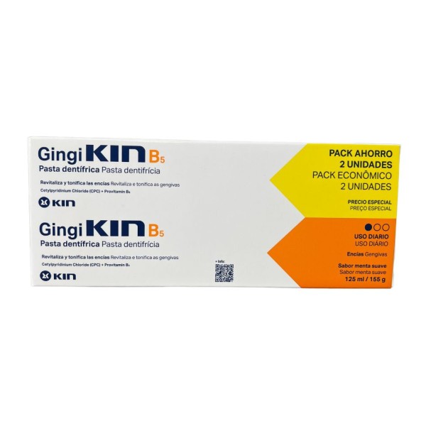 Gingi Kin Plus 2×125 ml | Pasta para encías sensibles con