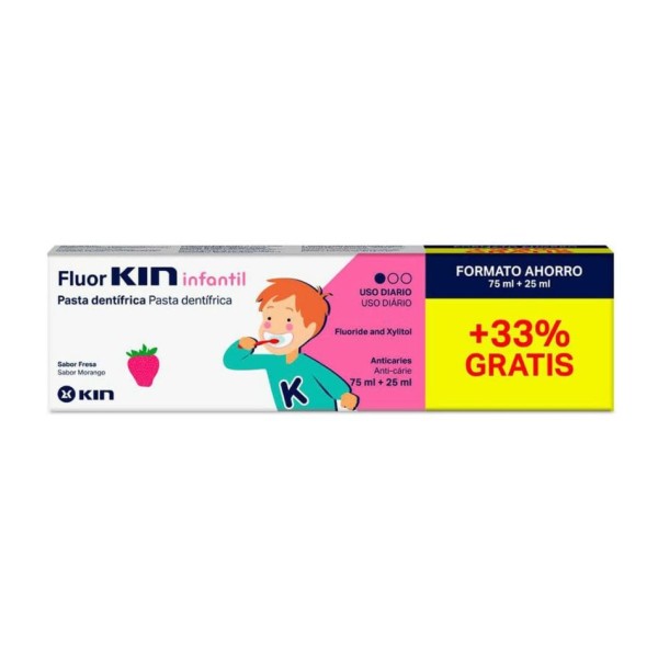 Fluor Kin Infantil Pasta Dentífrica 75 ml + 25 ml