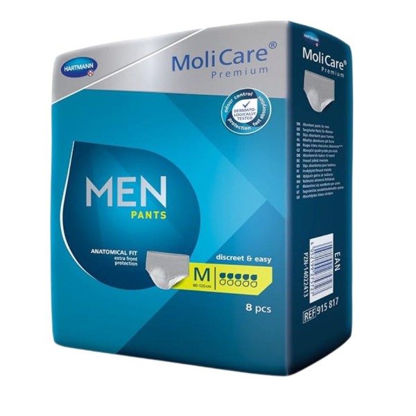 Braga Incontinencia MoliCare Premium Men Pants 5 Gotas Talla M – 8 unidades