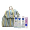 Mochila Mustela Rayas Little Moments – Leche, Gel, Bálsamo