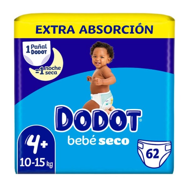 Dodot Bebé Seco Extra – Talla 4 (9‑14 kg) 62 Unidades