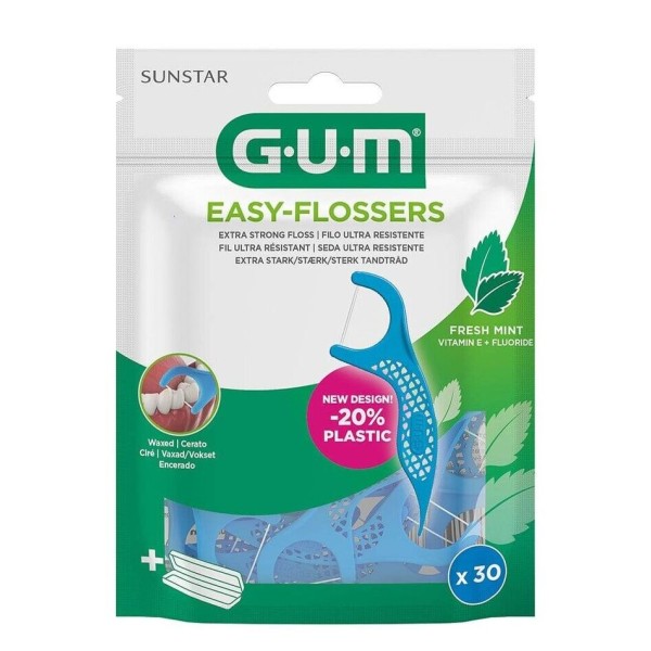 GUM Easy-Flossers Vit-E Fluor 30 unidades – Hilo dental desechable