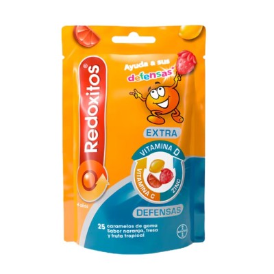 Redoxitos Extra Defensas 25 Caramelos Goma – Vitamina C + D + Zinc Sabor Naranja/Fresa/Fruta Tropical