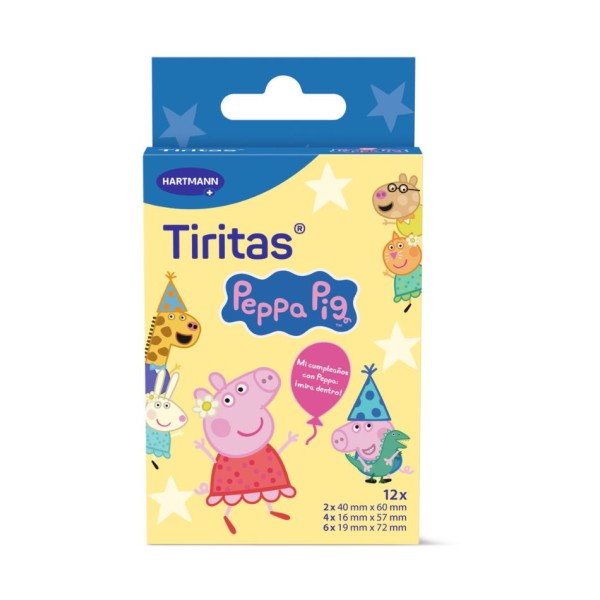 Tiritas Peppa Pig 12 unidades (3 tamaños) Hartmann – Apósitos adhesivos infantiles resistentes al agua