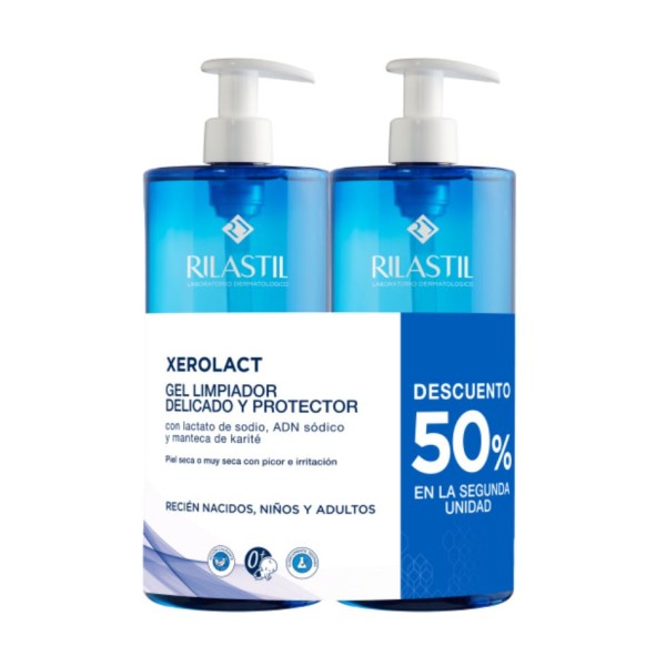 Rilastil Xerolact Gel Limpiador Duplo 1 L + 1 L – Limpieza suave y protección para piel muy seca